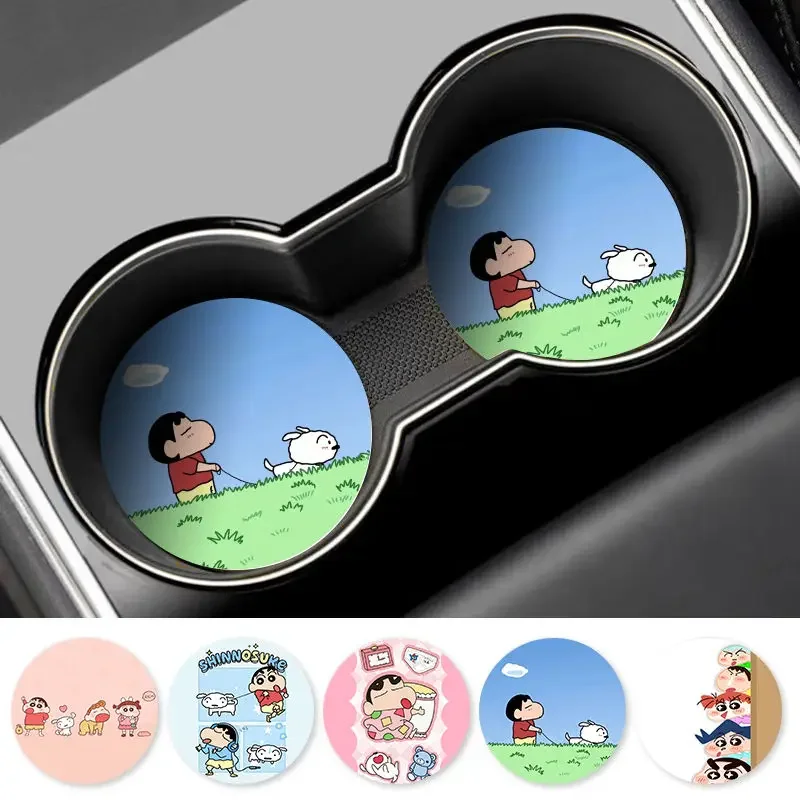 Cartoon Crayon Shin Chan Vehicle Mounted Car Coasters Good Things Creativity Water Coaster Inside The Car Decoration Anti-slip