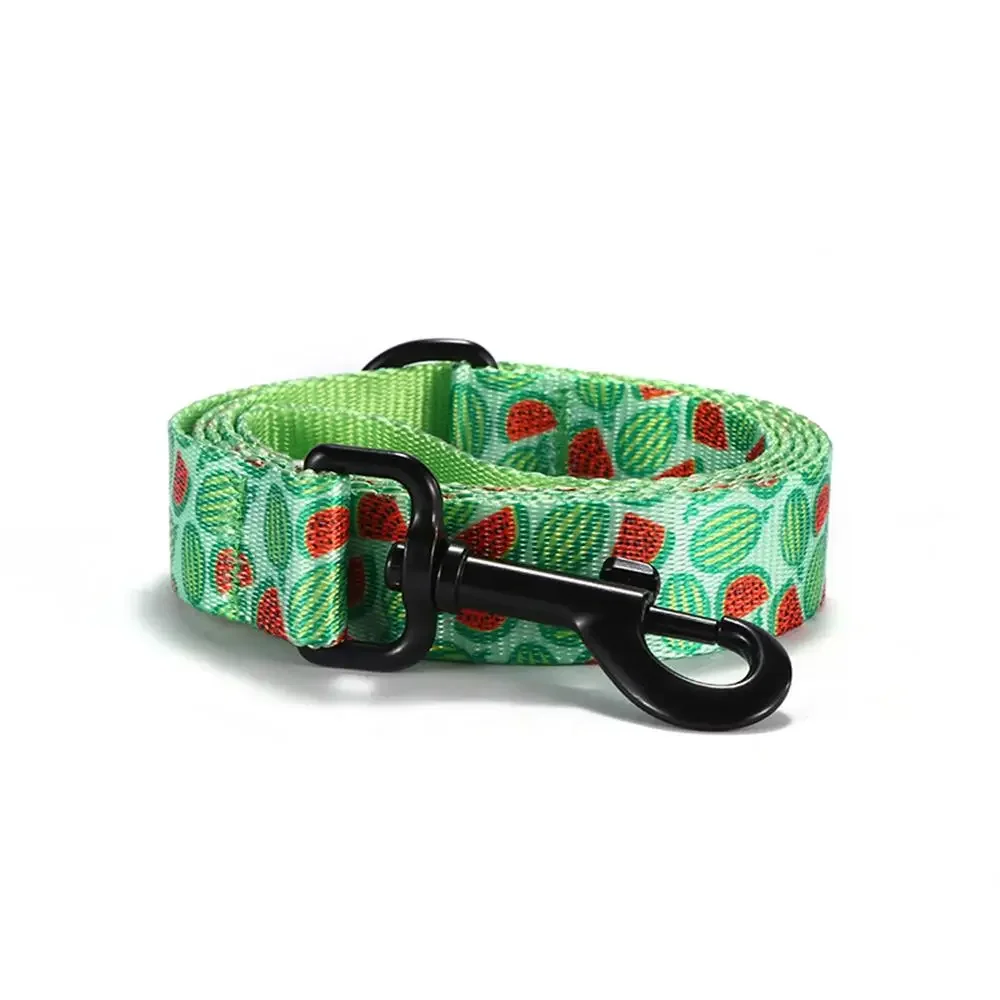 Personalized Pet Collar, Customized Nameplate, ID Adjustable, Watermelon Soft Fiber, Cat and Dog Collars, Lead Leash