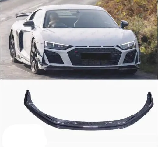 For Audi R8 2019 2020 2021 2022 2023 2024 Real Forged Carbon Fiber Front Bumper Splitters Lip Spoiler Body Kit