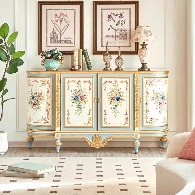 

American and French painting and carving decoration villa entrance porch cabinet partition solid wood