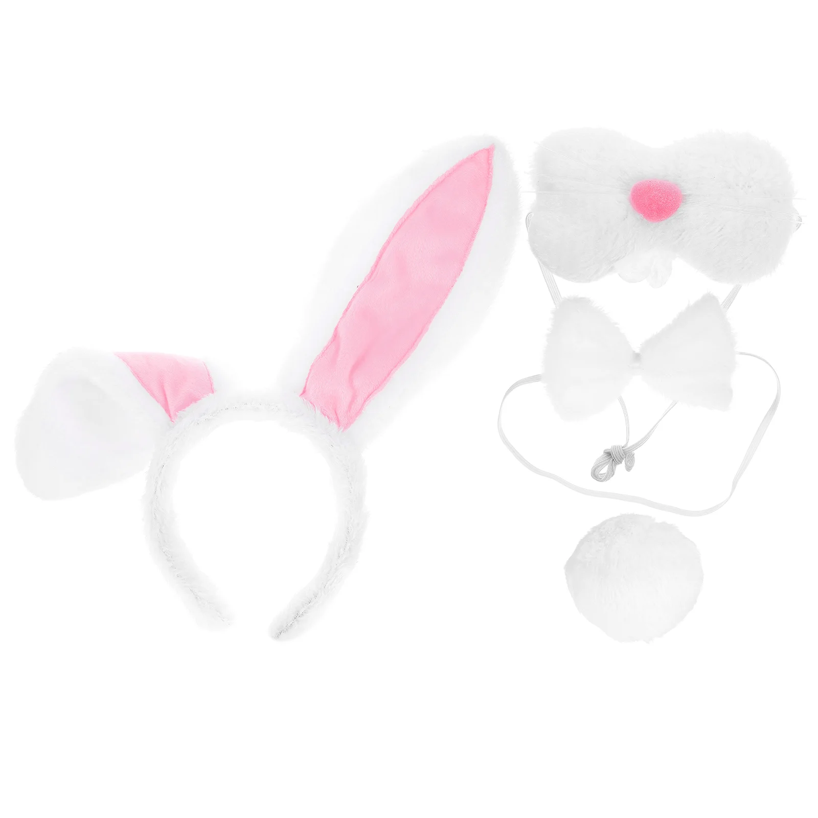 Mask Rabbit Ears Headband Set Easter Costume Accessories Cute Party Headbands for Girls Bunny White Cosplay Headpiece