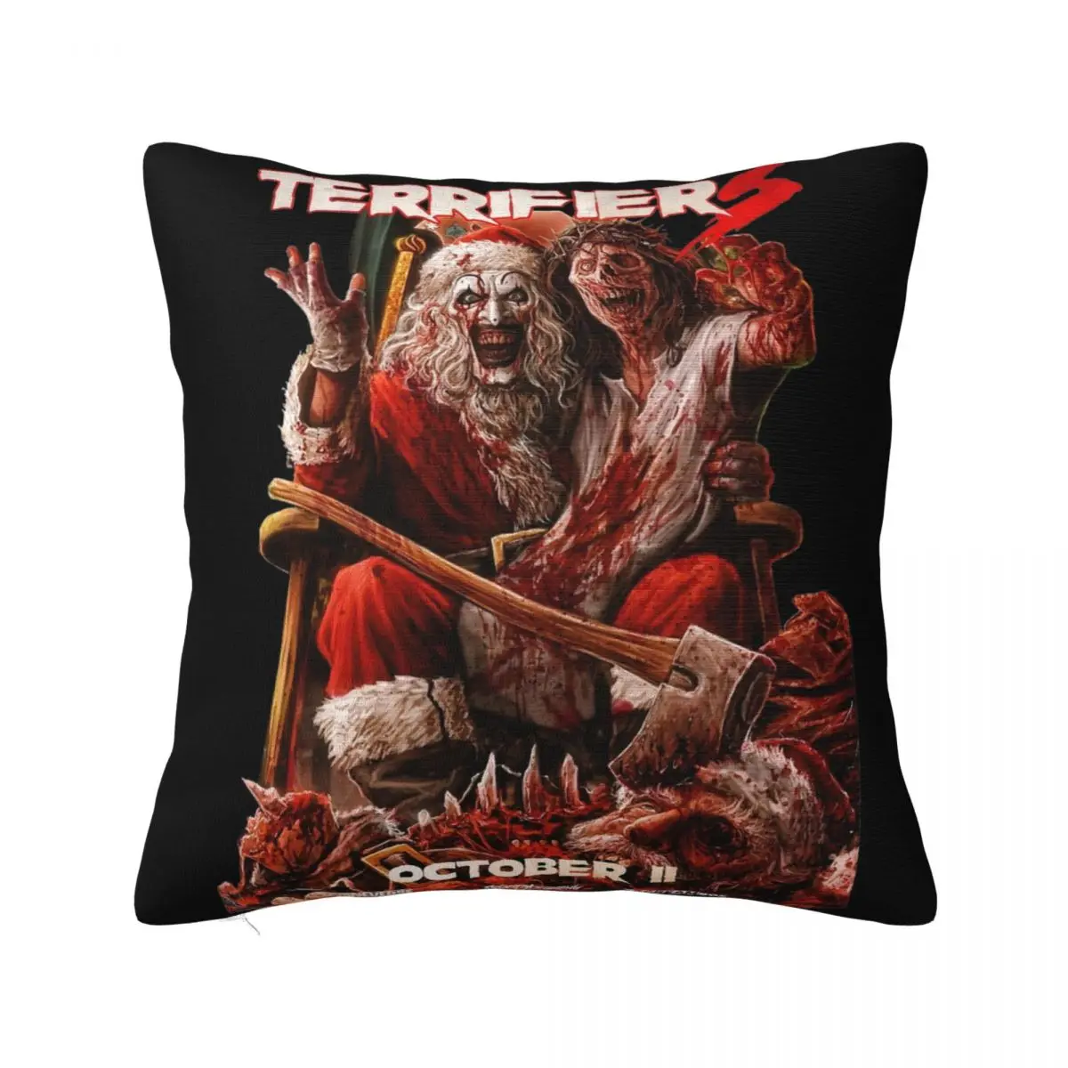 Terrifier 3 Vintage Pillowcase Stuff Printed Cushion Cover Throw Pillow Cover Home Decoration Square Multi Size