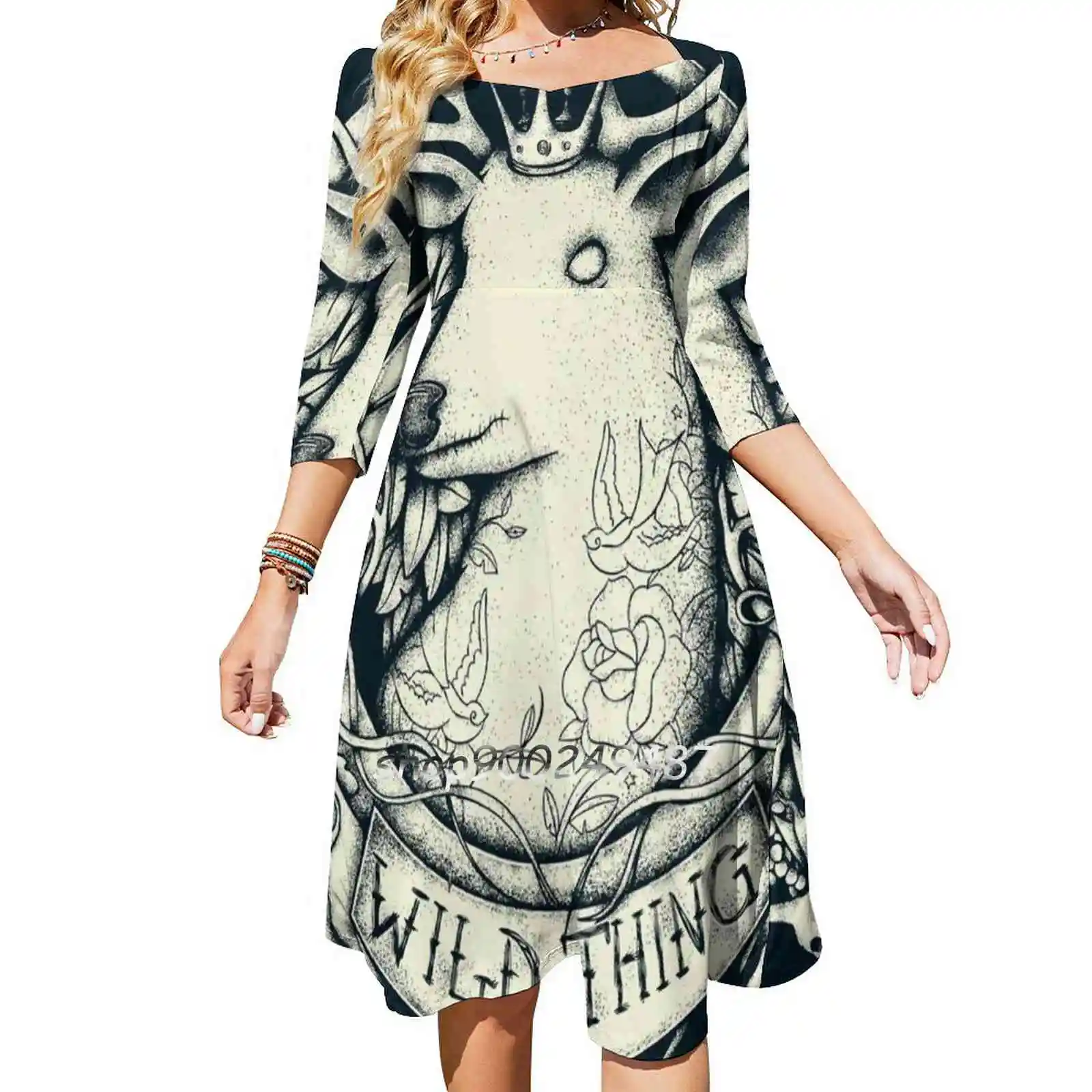 Wild Thing Slim Dress With Hollow Waist Autumn Winter Sexy Multiple Styles Dresseses Earth Air Water Teddy Cute Illudtration