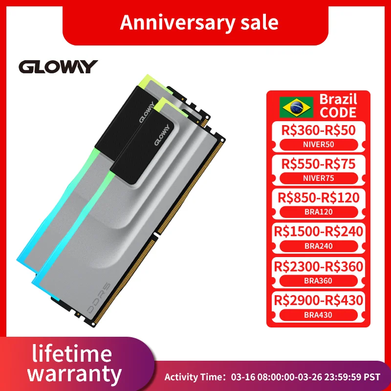 RGB Memoria DDR5 32GB RAM 16GBX2 6000MHZ 6400MHZ Rams Memory DDR5 Kit UDIMM Dual Channel Computador Desktop PC