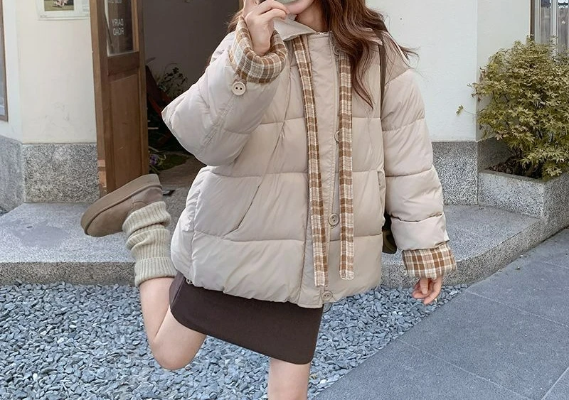 سترة منقوشة فضفاضة من القطن 2025 معطف شتاء جديد من القطن السميك #1