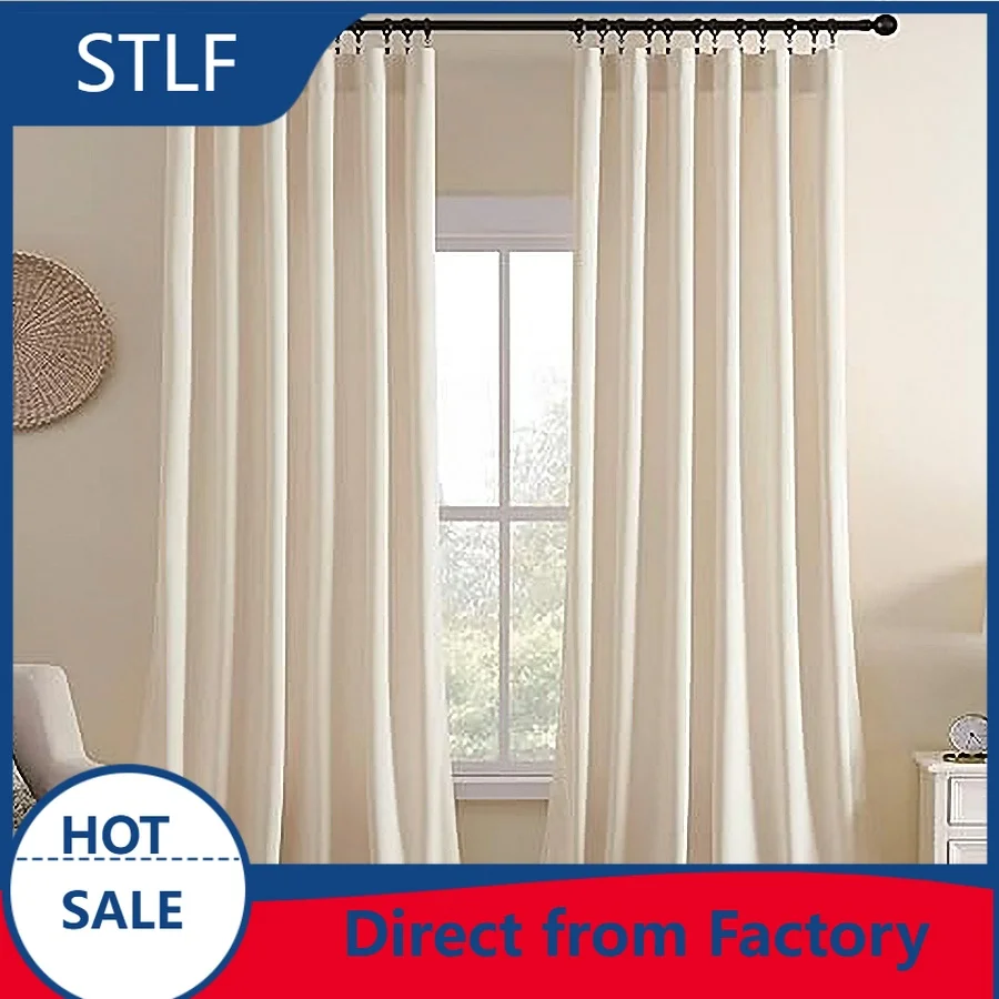 Electric Operation Flame Retardant Insulated Light Filtering Minimalist Double Layers Full Shading Blackout European Curtain1㎡