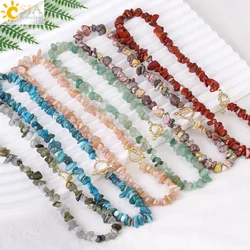 Bohemia Crystal Bead Choker Necklace for Women Healing Naural Chip Stone Sunstone Citrine Neck Necklaces OT Buckle Chain H153