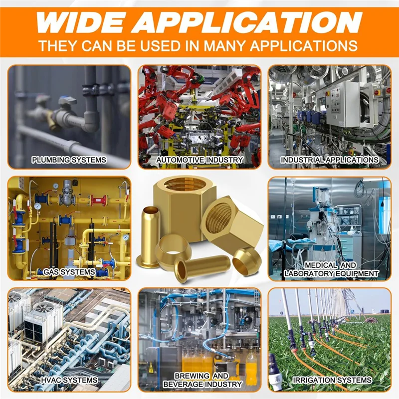 

Ассортимент компрессионных фитингов YWDZ-220PCS — 4 размера (1/4 дюйма, 3/8 дюйма, 5/16 дюйма, 1/2 дюйма) латунного наконечника сжатия