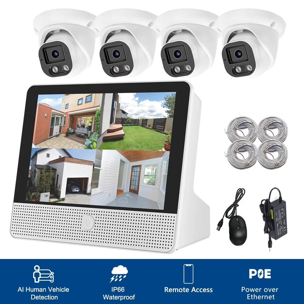 4CH 6MP IP POE CCTV Security Camera System With 12.1