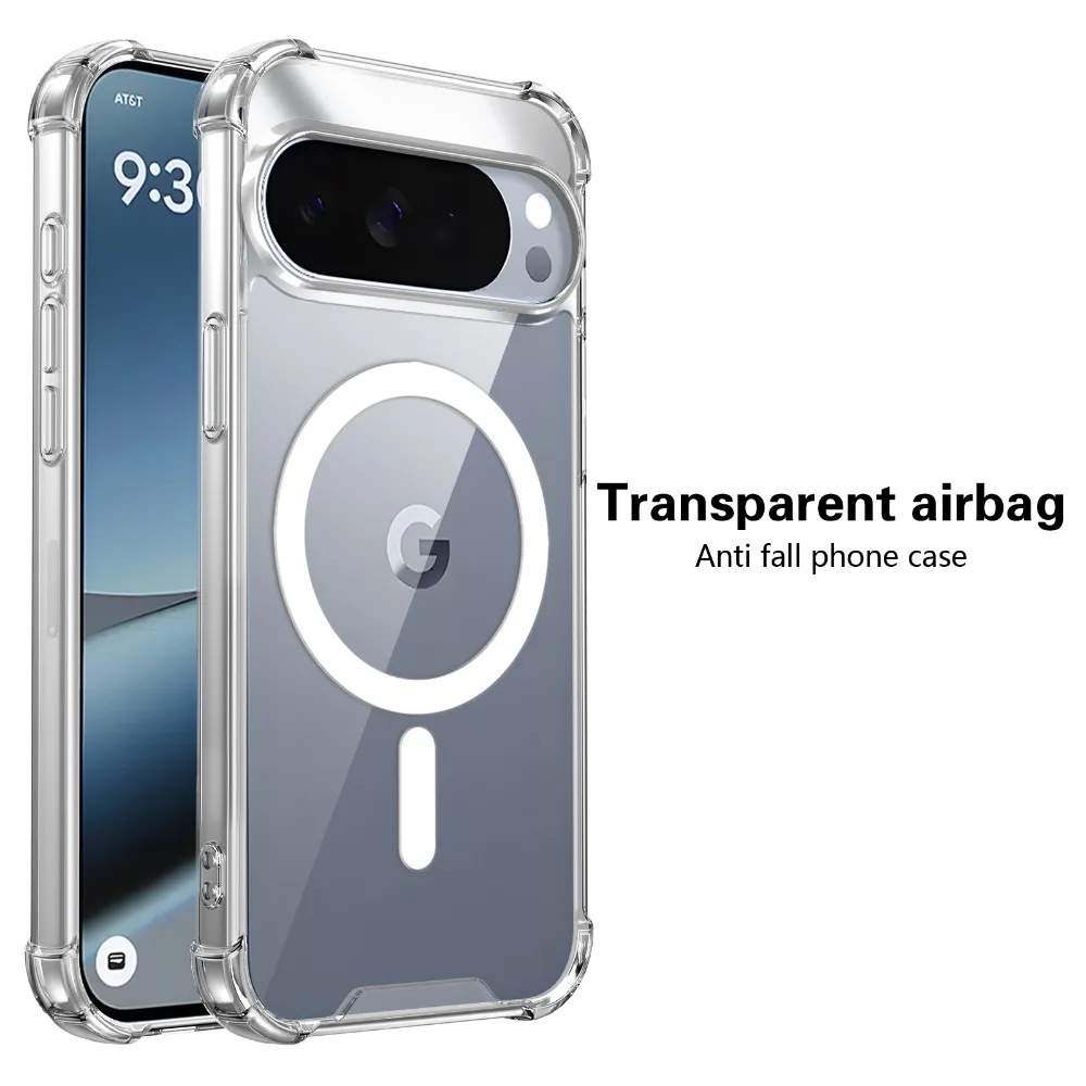 Coque transparente fine en TPU magnétique HD pour Google Pixel 11 10 9 Pro XL 11Pro 10A 8 7 compatible avec Magsafe