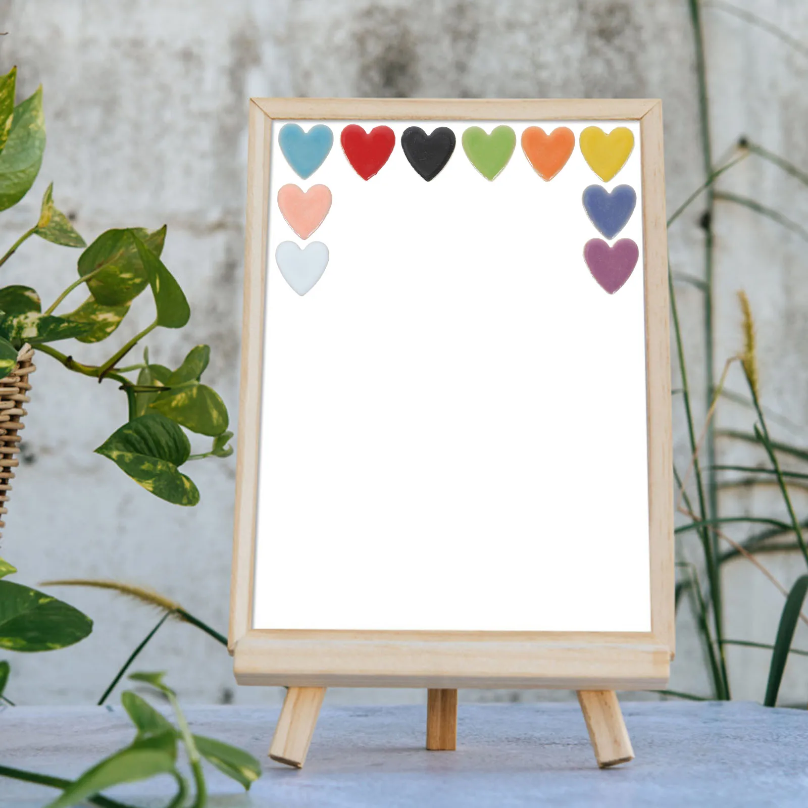 

200G Decorative Heart Ceramic Tiles Bright Stained Mosaic Pieces for DIY Craft Fun Tabletop Frame Flower Pot Use