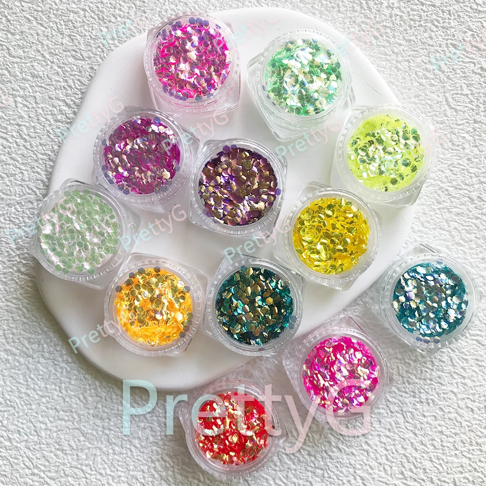 

PrettyG 12-цветный набор 3D цветных рыбьей чешуи, массивные блестящие объемные ногти, 3D пузыри, блестящие блестки для украшения гелевых ногтей своими руками