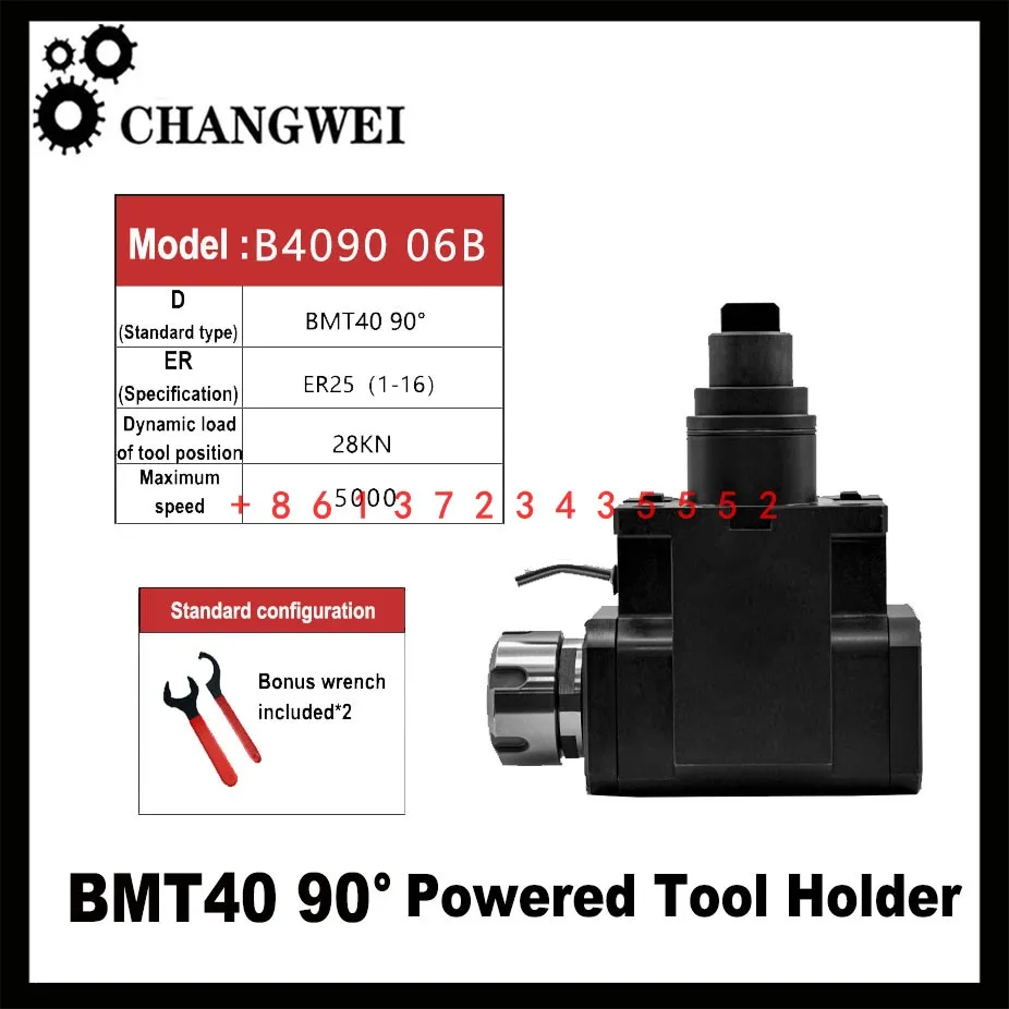 

NEW BMT40 powered tool holder ER25 ER32 inner/outer lock 45 turret 12-station turning and milling compound center 90 degree