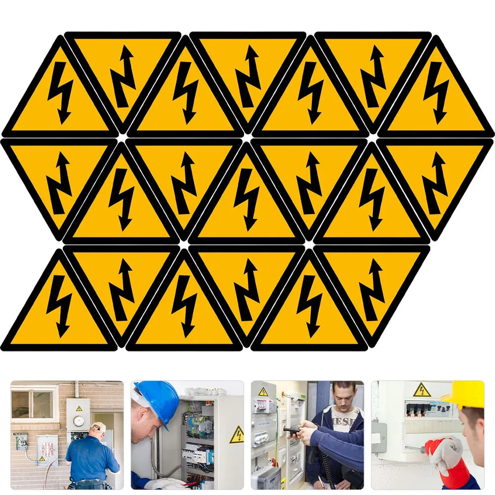 

20pcs Electric Sticker 10CM Yellow Etiquetas Personalizadas Triangle High Voltage Danger Safety Labels Traffic