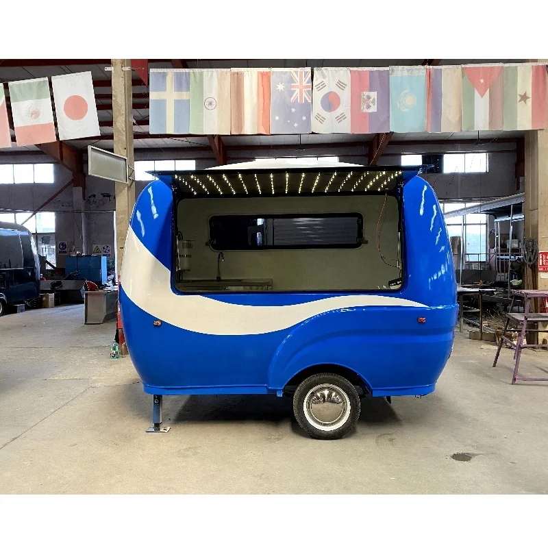 Luxury Mobile Catering Trailer Burger Van Hotdog Food Cart Refrigerator Ice Cream Food Truck with Full Kitchen Juicer Coffee Bar