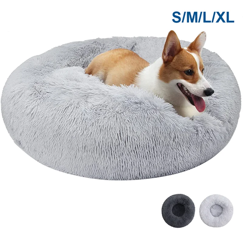 50-80cm Round Pet Bed Long Plush Cat House Dog Bed for Medium Dogs Soft Cat Nest Kennel Dog Mattress Pet Supplies