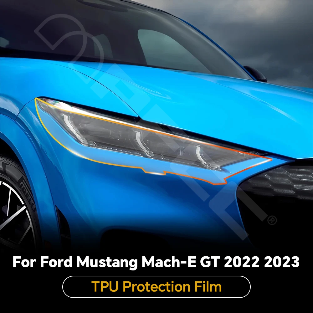 

Защитная пленка для фар и зеркал заднего вида для Ford Mustang Mach-E GT 2022-2023, предварительно вырезанная, из полиуретана (PPF/TPU), прозрачная, антицарапийная