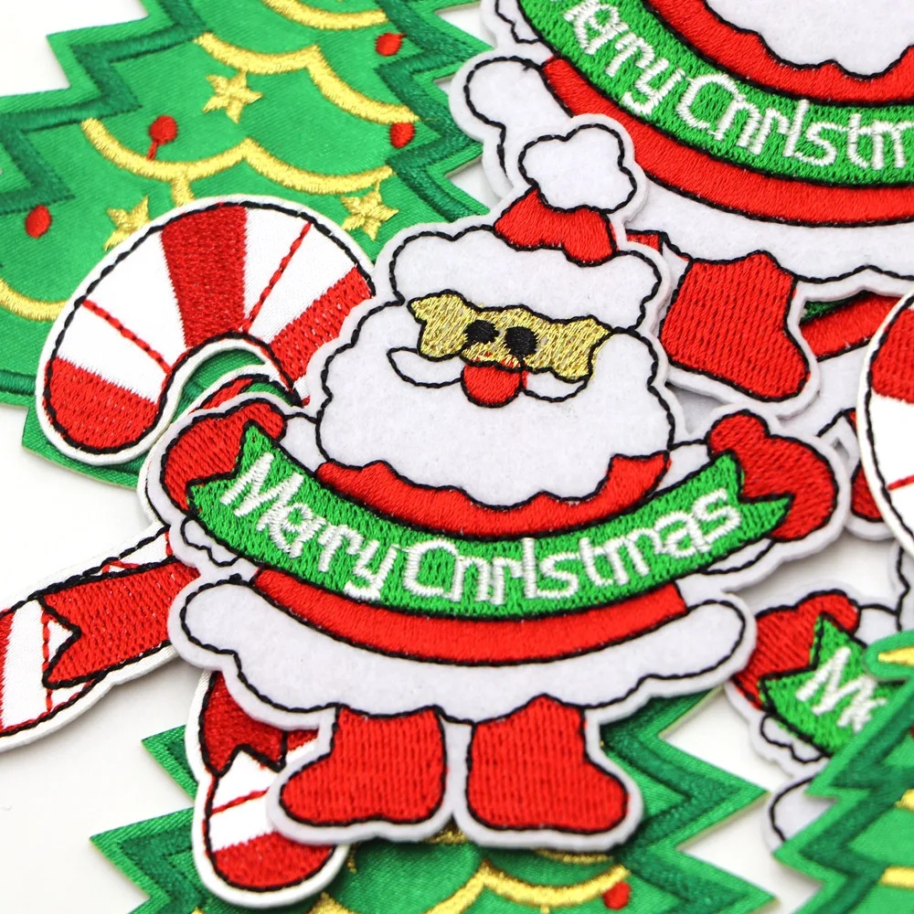 5 Stück/Set Weihnachtsgeschenke Bestickte Aufnäher Zum Aufbügeln Aufnäher Zum Aufnähen Applikationen DIY Benutzerdefinierte Namensabzeichen Dekor Reparatur-Aufnäher – Detail 3