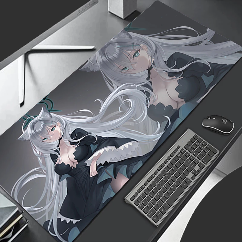 Mouse pad azul arquivo sunaookami shiroko mousepad teclado de computador tapete de mouse gamer escritório tapete de mesa tapete de mesa