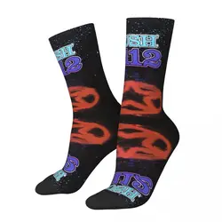 Funny Crazy compression 2112 Sock for Men Hip Hop Vintage R-Rush Happy Seamless Pattern Printed Boys Crew Sock Novelty Gift