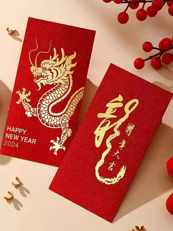 6pcs Red envelope bag creative, good luck, peace, joy, Spring Festival, New Year's Eve bag, new style, red envelope