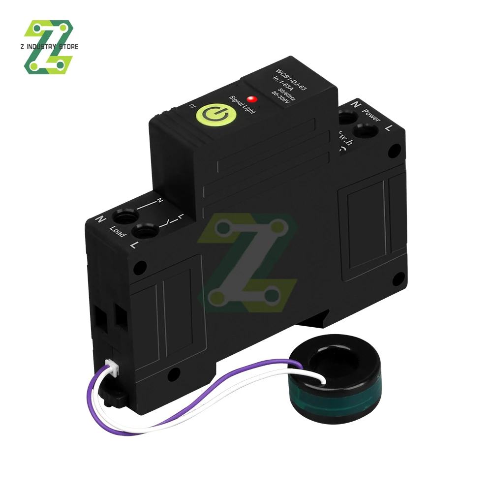 

220V 63A Circuit Breakers Leakage Protection Bidirectional Metering Watt-hour Meter Over/lack Current Delay Switch Tuya Wifi