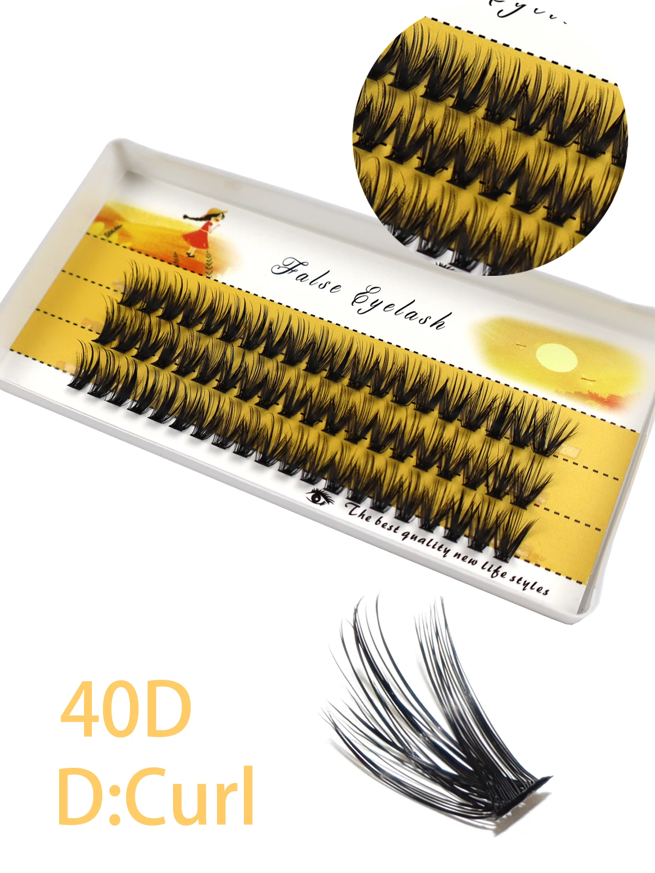 Pestañas de extensión 20/30D/40D, 1 caja/60 pestañas individuales de clustes, pestañas postizas gruesas naturales, paquete de pestañas individuales