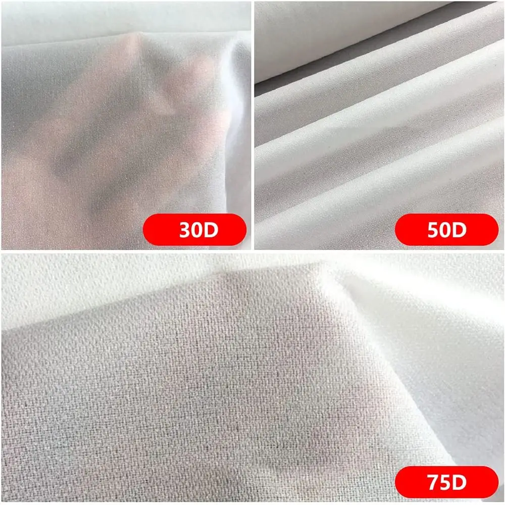 30D/50D /75D Black Polyester Lightweight Fusible Sewing Fabr