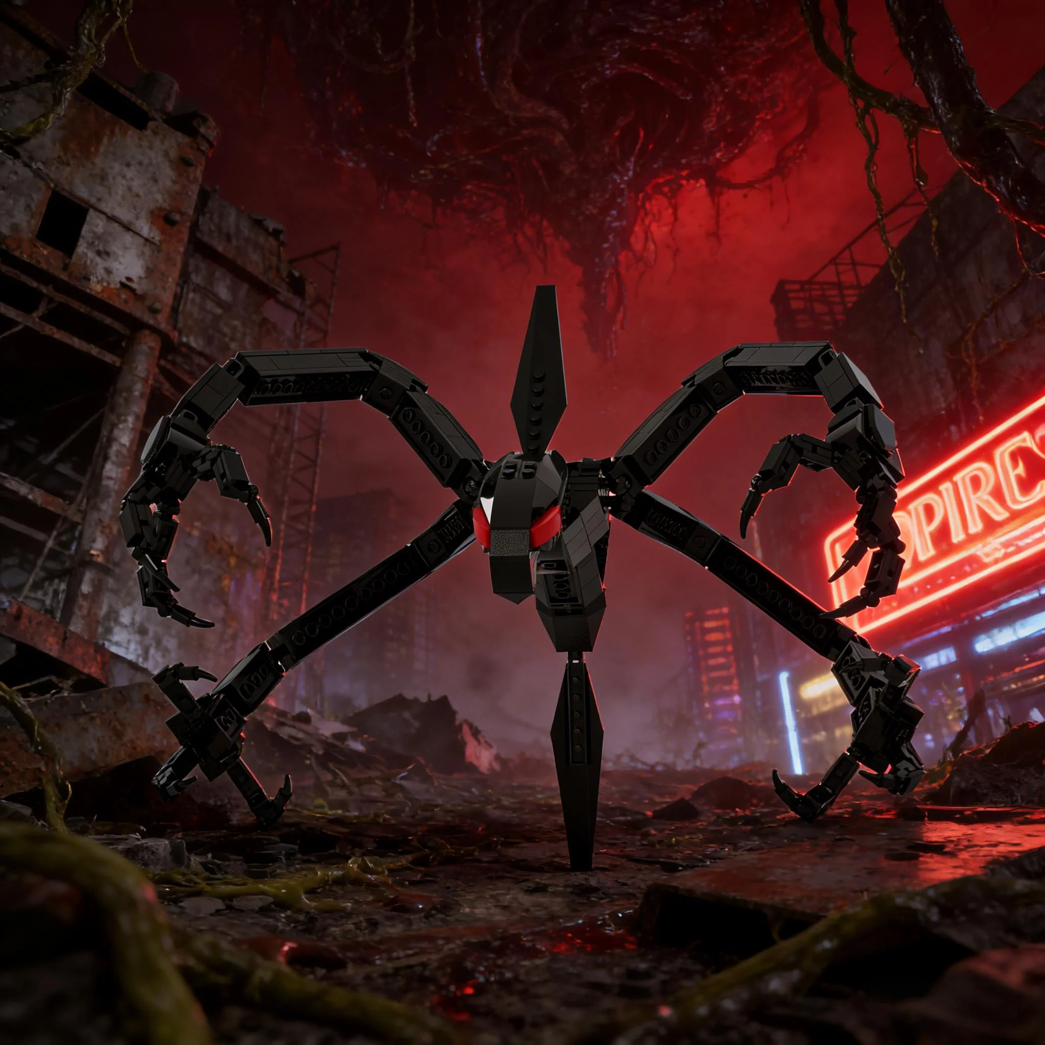 Technic Moc Stran Dark Spider Captivating Mind Flayer Monster Model Building Blocks DIY Custom Christmas Birthday Gifts for Kids
