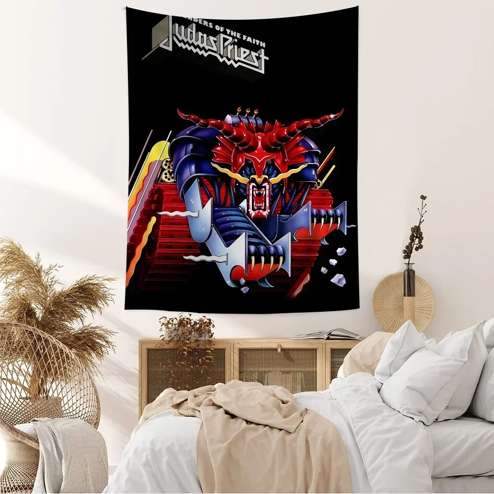 Rock Band Judas Priest Invincible Colorful Tapestry Wall Hanging Hippie Flower Wall Carpets Dorm Decor Wall Art Decor