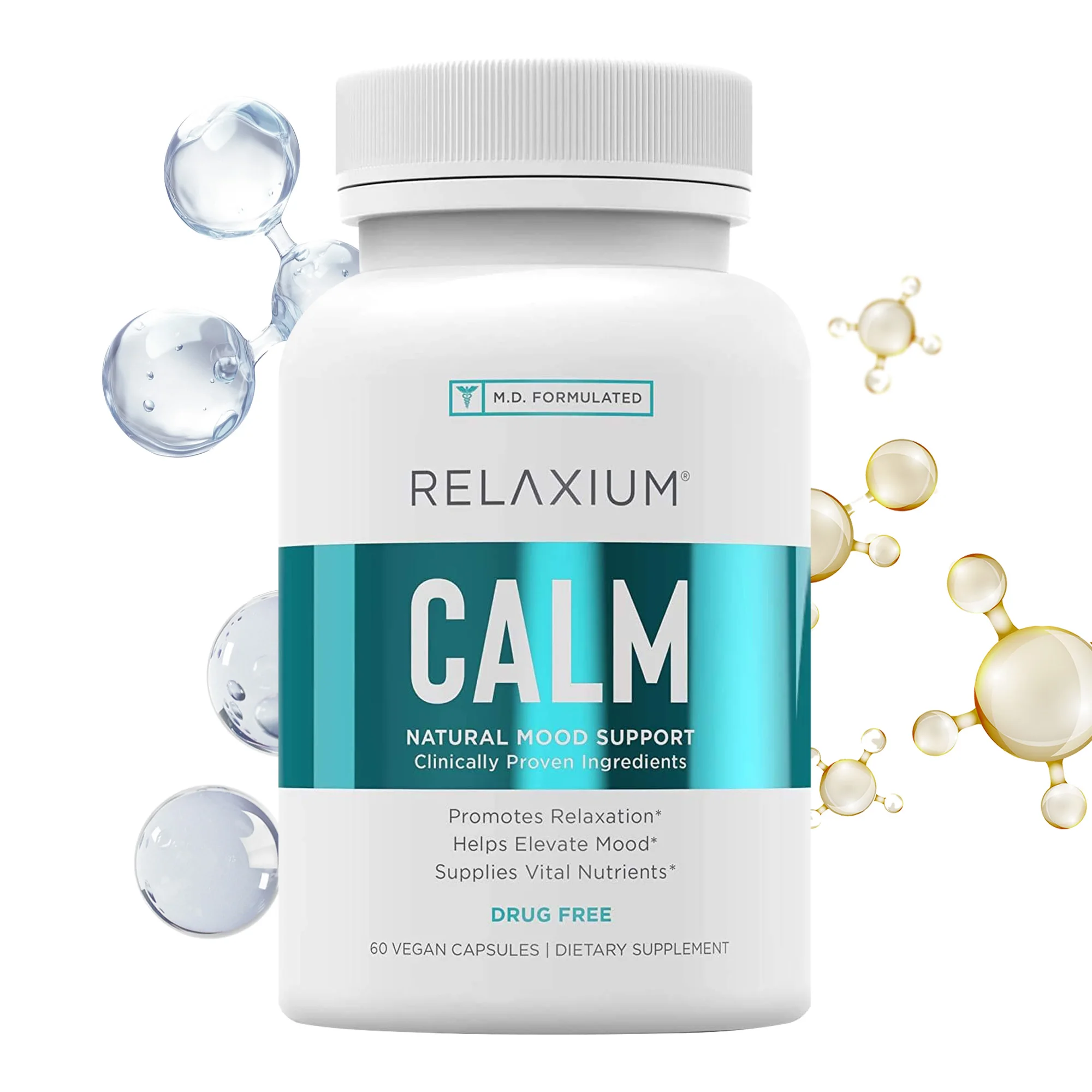 Calm Support Supplement with Ashwagandha To Help Improve Mood, Immune Regulation, and Boost Energy, 60 Capsules