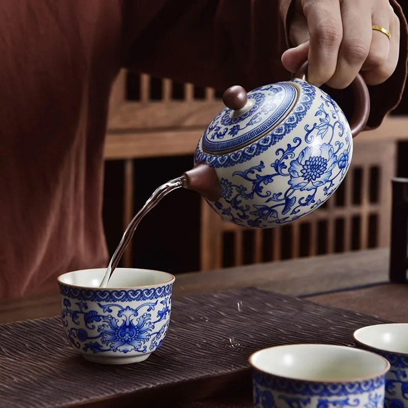 

Бежевый чайник Xishi из глины Ru Kiln с кракелюрной глазурью, ретро-керамика, набор для чаепития Кунг-фу, для заваривания чая, для домашней чайной церемонии