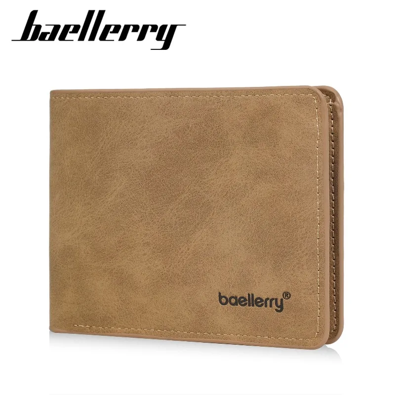 

Baellerry Men's Wallet Slim Sanded Leather Multi Card Holder Casual Business Compact Multi Function Short Wallet for Men