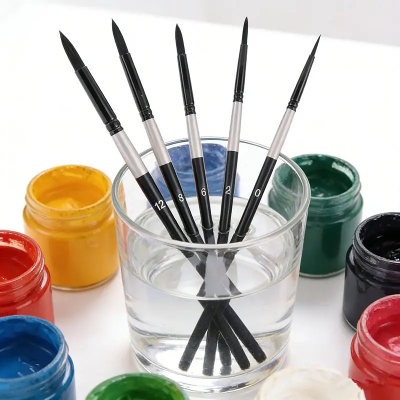 New 7Pcs Squirrel Hair Brush Set Round Pointed Tips No Shed Gouache Watercolor Brushes For Beginner Artist Painting Kit