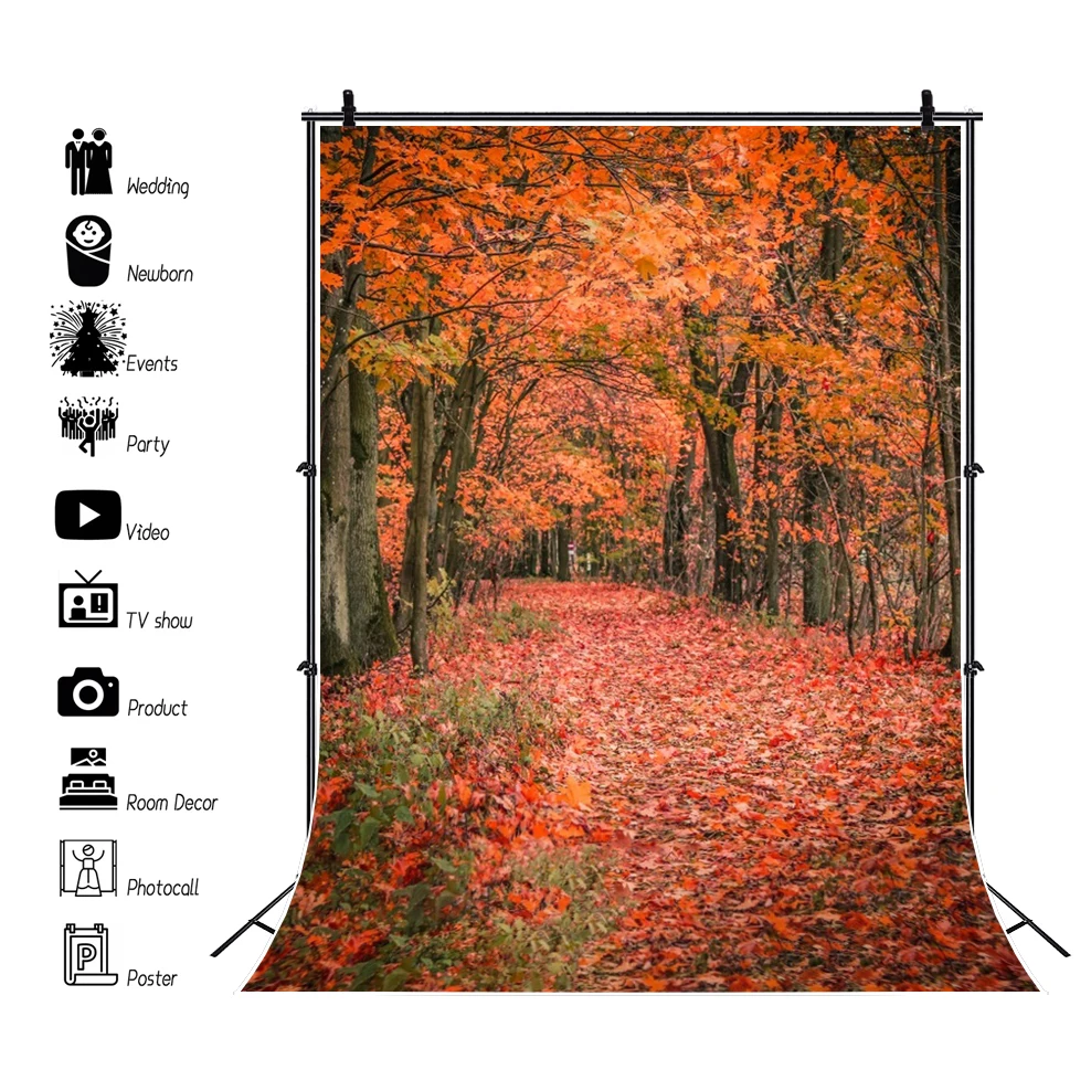 Yeele Autumn Landscape Photocall Red Maple Forest Photography Backdrops Personalized Photographic Backgrounds For Photo Studio