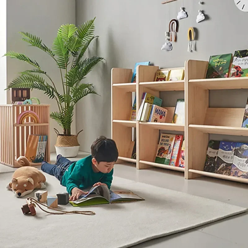 

Kids’ Solid Wood Bookshelf, Home Picture Book Organizer, Simple Storage Furniture, Living Room Baby Room Bookshelf.