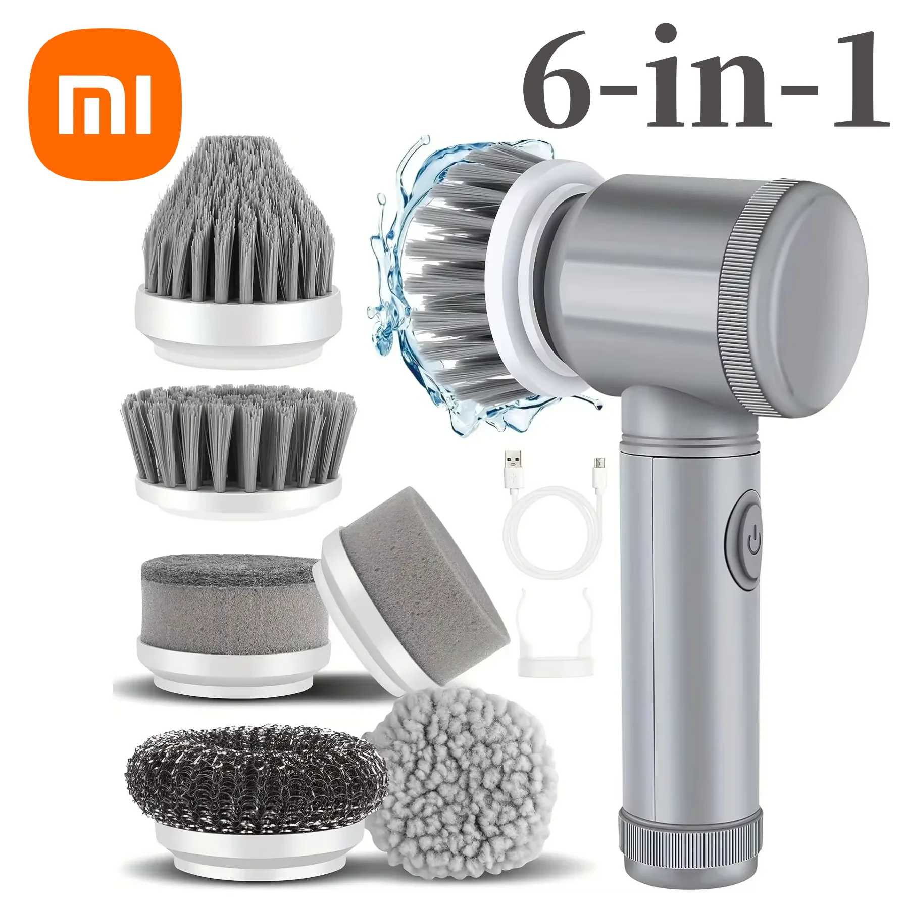 Xiaomi – brosse de nettoyage électrique 6 en 1, appareils ménagers, épurateur de sol électrique sans fil, tête de brosse remplaçable, salle de bain à domicile