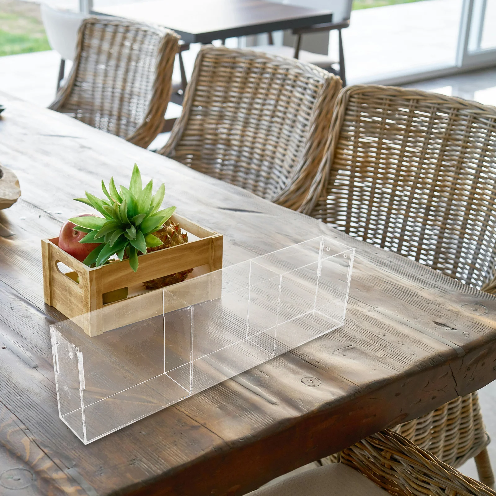 

Three Compartment Clear Acrylic Display Stand Greeting Card Holder Postcard Business Card Brochure Holder Rack Document