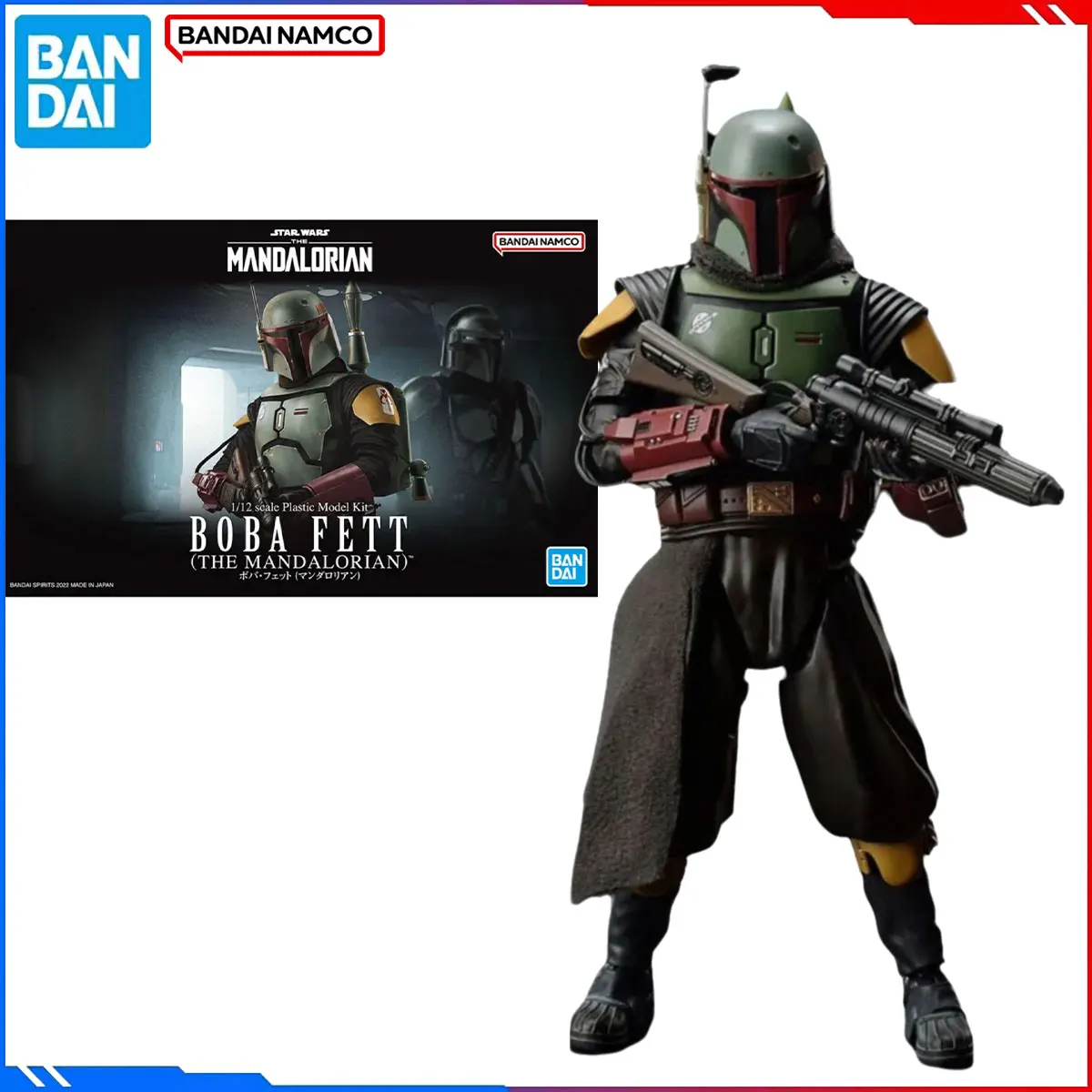 Kits de modelos de figuras originales Bandai de Star Wars, figuras de Anime mandaloriano 1/12 Boba Fett, juguetes de modelos de acción, regalo para niños