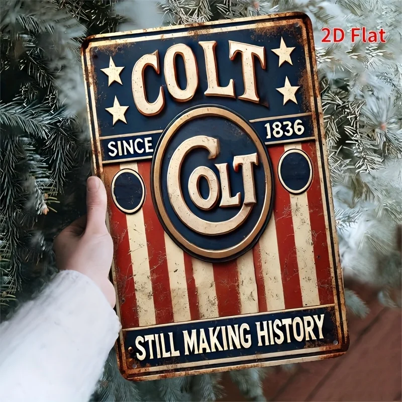 Panneau en étain vintage Colt 1836 « Still Making History » - Art mural en métal durable avec finition rustique, pour la décoration intérieure/extérieure, B