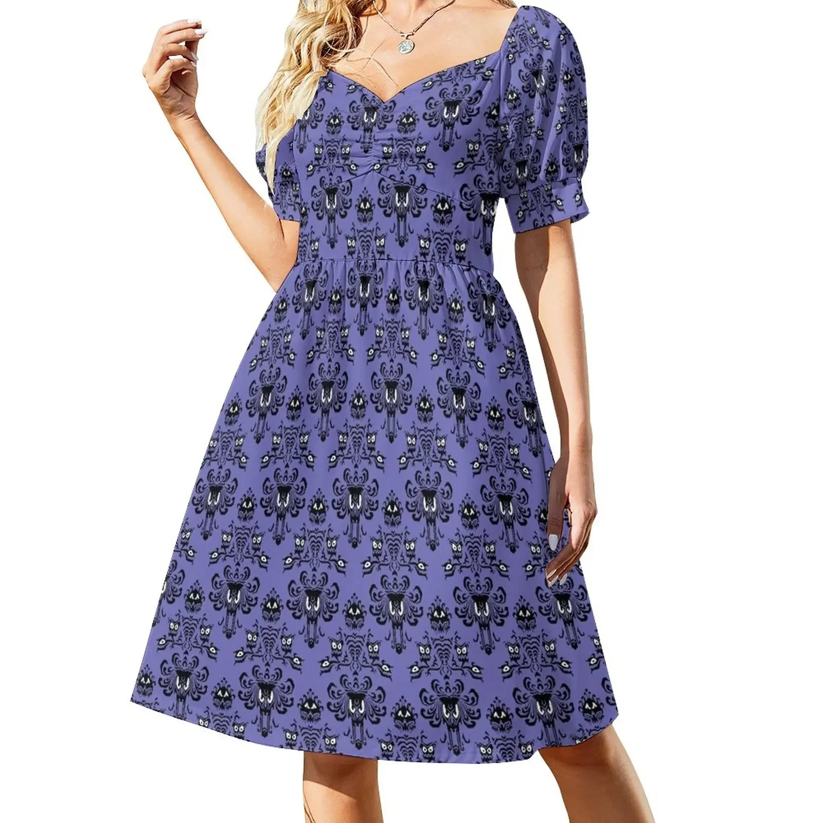 Haunted Mansion Wallpaper Variation 1 Short-Sleeved Dress Summer skirt women's clothing trend 2025 dress korean style