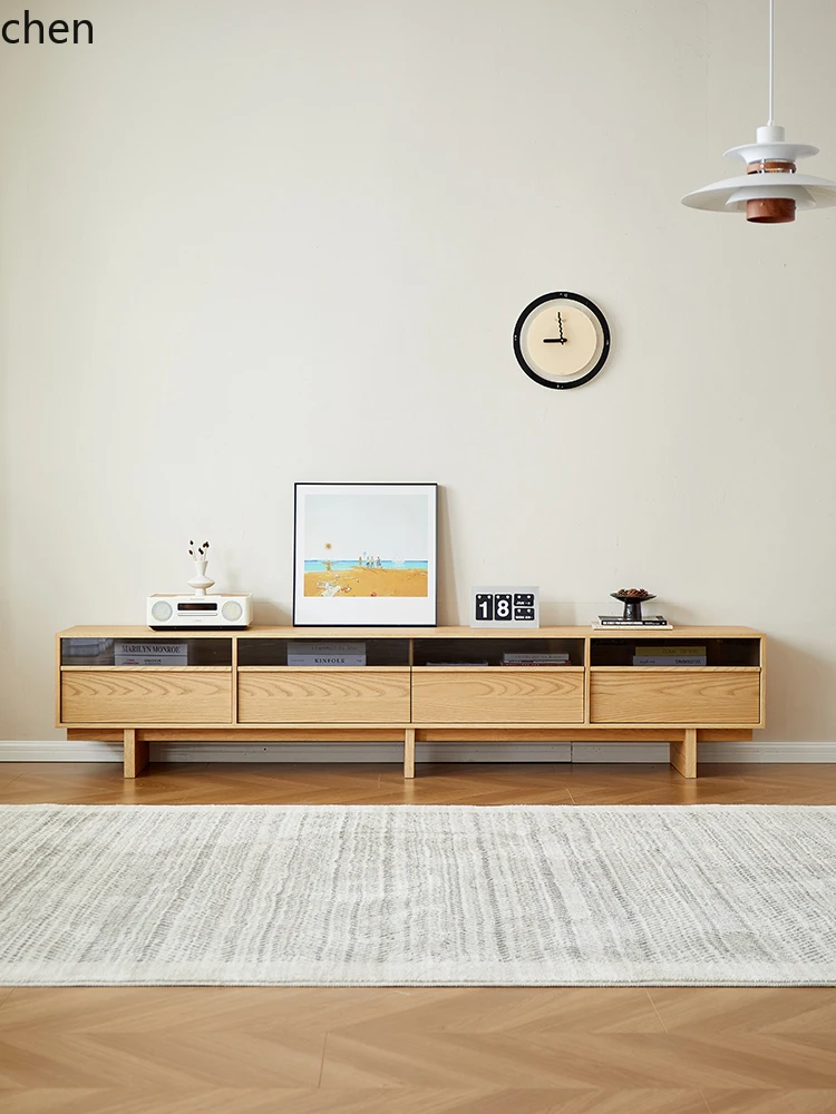 خزانة تلفزيون من الخشب الصلب من HTT wabi، طاولة قهوة، مجموعة من سجل غرفة المعيشة، خزانة تلفزيون عالية حديثة وبسيطة من الأرض إلى السقف #3