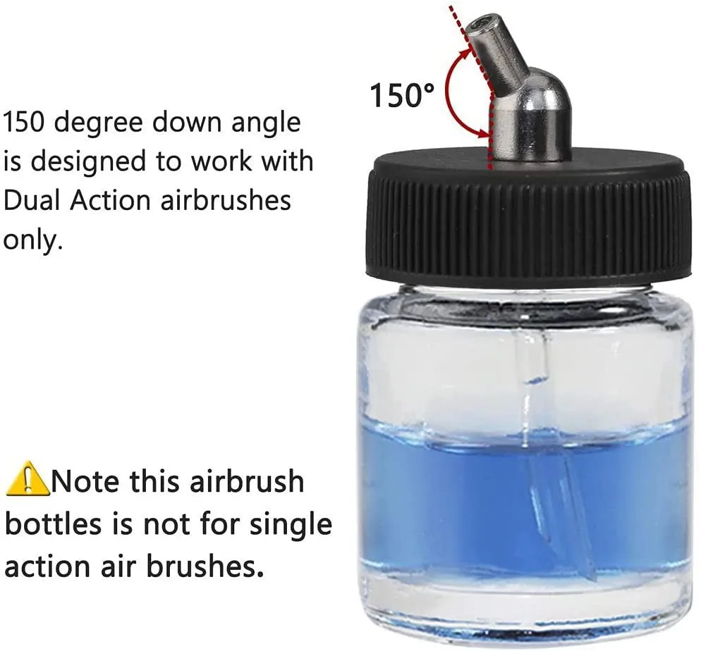 JOYSTAR New 10PCS Airbrush Air Brush Glass Bottle Jar 22CC / Standard Suction Lid