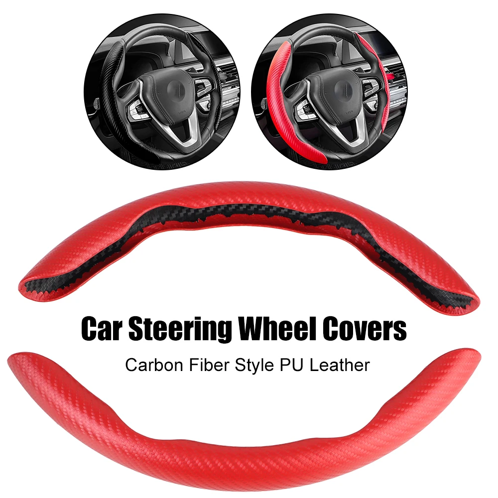 

Car Steering Wheel Booster Cover Carbon Fiber Look Micro Fiber Leather Auto Interior Decoration Accessories Universal 1Pair