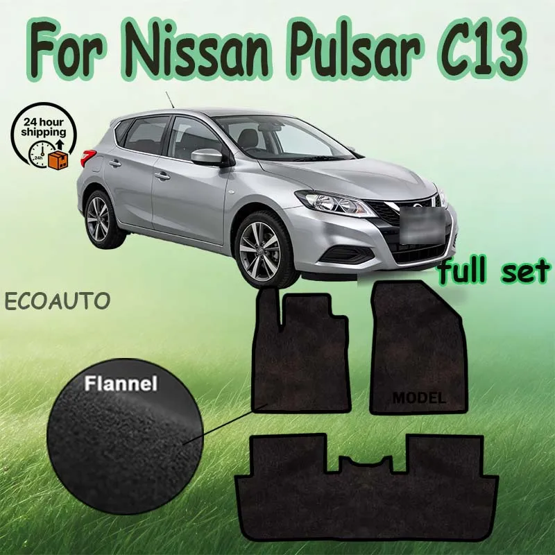 

Flannel / Nylon Suede Velour mats front for Nissan Pulsar C13 hatchback (2014-) -Black