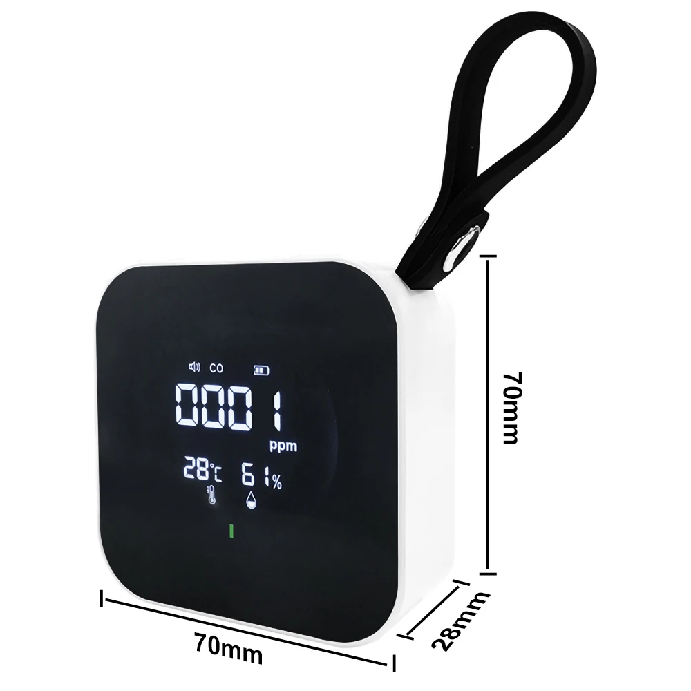 Advanced CO Gas Analyzer with Real-Time Temperature and Humidity Detection for Home Office Outdoor Use and Industrial Safety