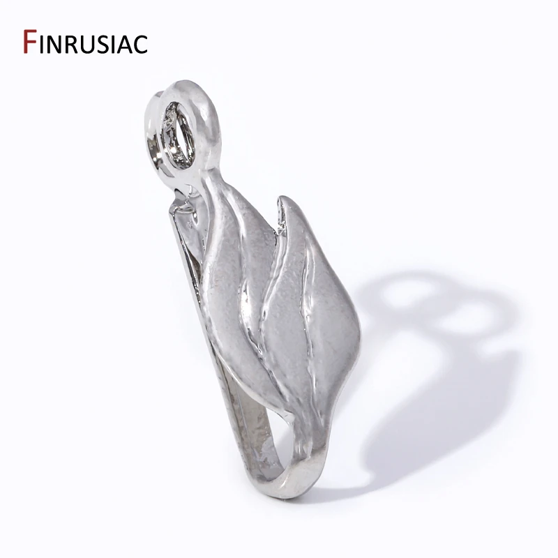 Potenziatore per collana incernierata con foglia in ottone placcato rodio, connettore con chiusura a cauzione per ciondolo per forniture per la creazione di collane fai-da-te