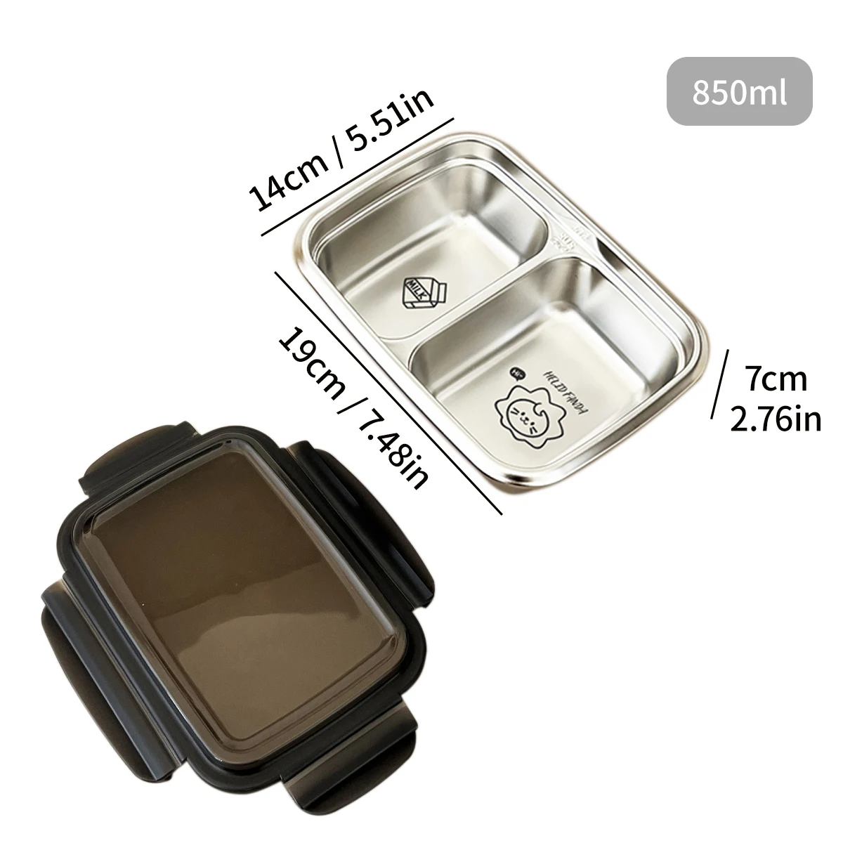 WORTHBUY 2/3 roosters 304 roestvrijstalen lunchbox Draagbare lekvrije voedselcontainer Grote capaciteit Bento Box voor studenten Volwassen