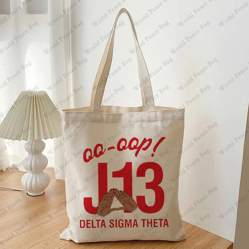 1pc Delta Sigma Theta Sorority, January 13 Founders Day pattern Tote Bag Canvas Shoulder Bag For Travel Daily Commute Women\'s