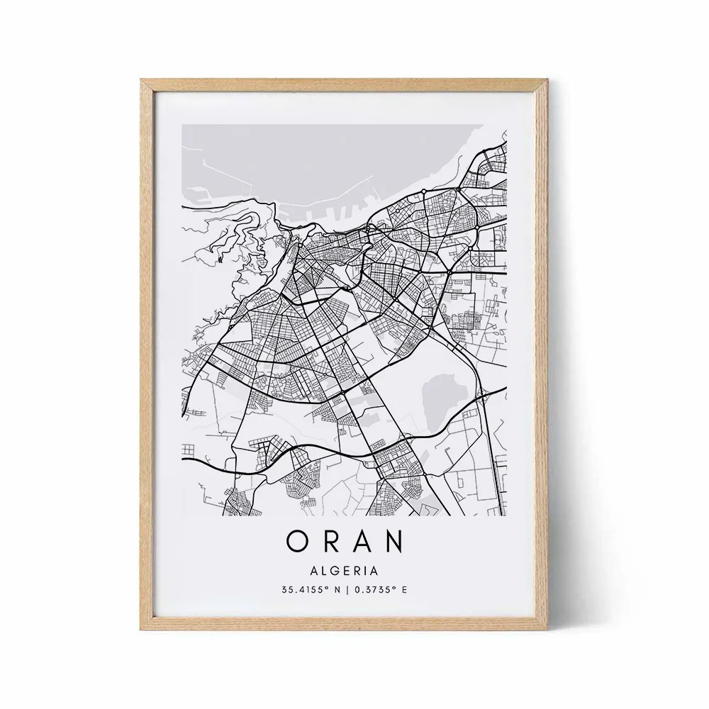 Oran Hometown Map Poster Canvas Painting Custom Any City Map Minimalistic Art Nordic Posters and Prints Living Room Home Decor